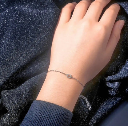 925 Sterling Silver Tiny Moissanite Diamond Letter Chain Bracelet Initial Bracelet Personalized Jewelry Alphabet Charm Bracelet JettsJewelers