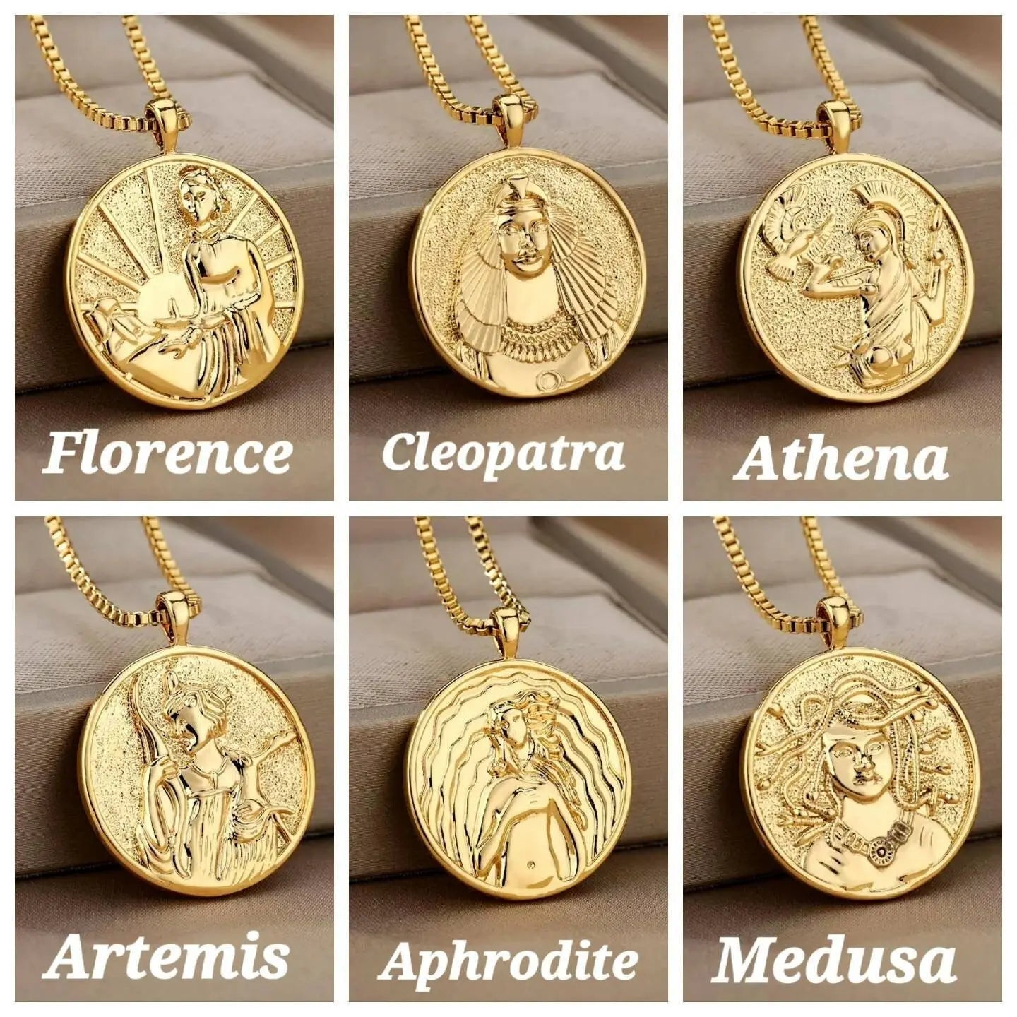 Amazing Women Necklace in 18k Gold | Inspirational Women Pendant Coin Medallion Necklace Athena Medusa Godness Joan of Arc Hecate JettsJewelers