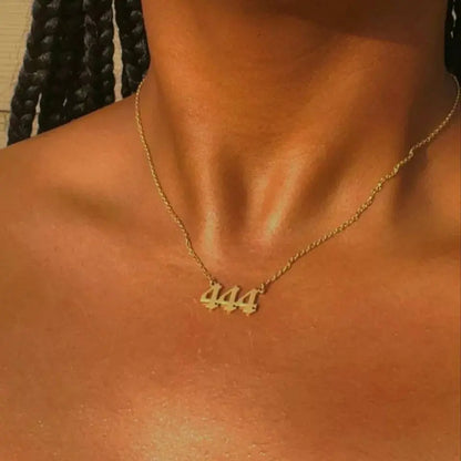 Angel Number Necklace 111 222 333 444 555 666 777 888 999 Necklace Silver Old English Gold Number Necklace Stainless Steel Numerology JettsJewelers