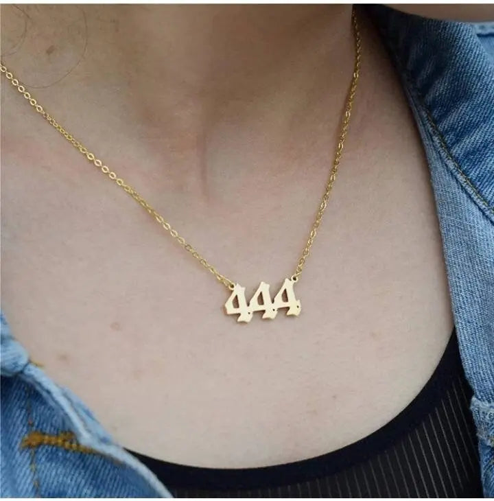 Angel Number Necklace 111 222 333 444 555 666 777 888 999 Necklace Silver Old English Gold Number Necklace Stainless Steel Numerology JettsJewelers
