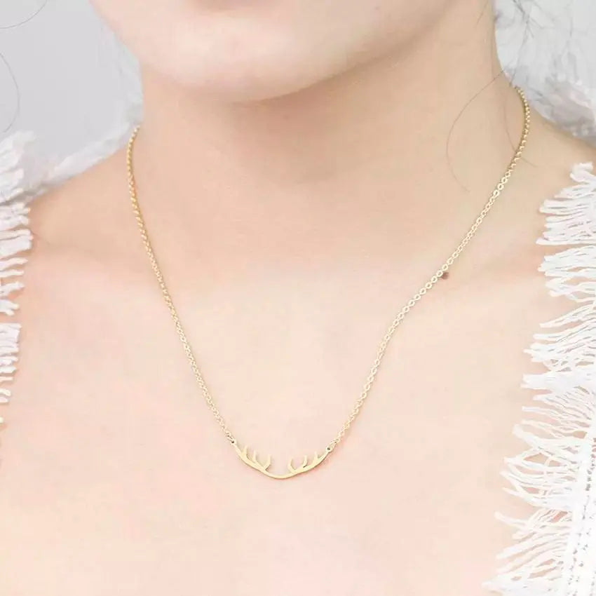 Animal Choker Deer Antler Charm Necklace Women Men Vintage Jewelry 18k Gold JettsJewelers