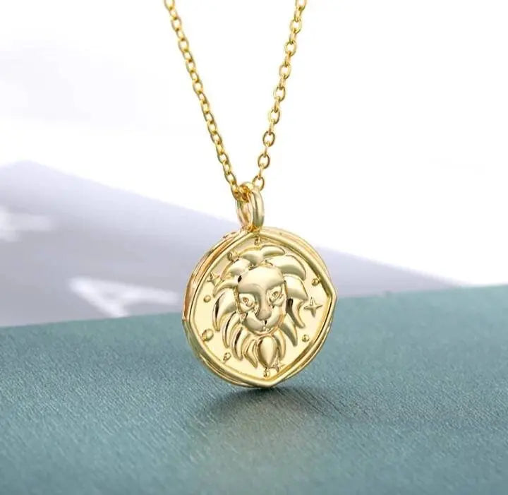 Astrology Zodiac Necklace in 14k Gold | Horoscope Zodiac Pendant Coin Medallion Necklace - JettsJewelers
