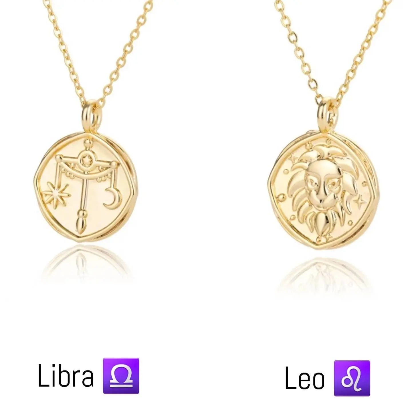 Astrology Zodiac Necklace in 14k Gold | Horoscope Zodiac Pendant Coin Medallion Necklace - JettsJewelers