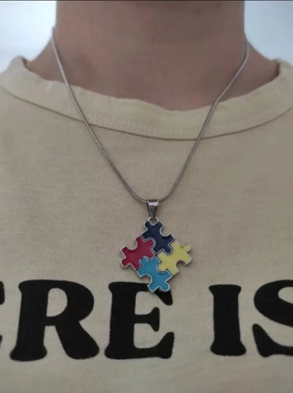 Autism Awareness Necklace Gifts for Autistic Colorful Puzzle Piece Necklace - JettsJewelers