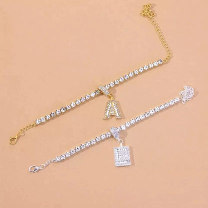 Big Letter Rhinestones Anklet Foot Jewelry for Women Beach Barefoot Chain Bracelet On the Leg Accessories Gift - JettsJewelers