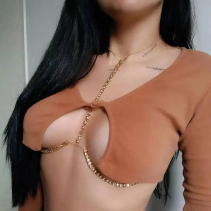 Big Rhinestones Bra Body Sexy Bikini Silver Gold Beauty Chest Bracket Bras Nightclub and Partying Body Jewelry for Women JettsJewelers
