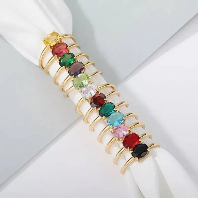 Birthstone Rings Stainless Steel 14K Gold Plated - JettsJewelers