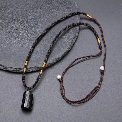 Black Tourmaline Necklace Tourmaline Crystal Stone Necklace Tourmaline Stone Amulet Tourmaline Pillar Pendant Natural Healing - JettsJewelers