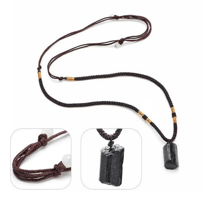 Black Tourmaline Necklace Tourmaline Crystal Stone Necklace Tourmaline Stone Amulet Tourmaline Pillar Pendant Natural Healing - JettsJewelers