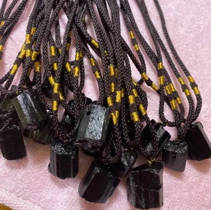 Black Tourmaline Necklace Tourmaline Crystal Stone Necklace Tourmaline Stone Amulet Tourmaline Pillar Pendant Natural Healing - JettsJewelers