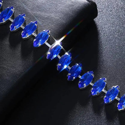Blue Sapphire Chain Rhinestones Bra Body Sexy Bikini Silver Gold Beauty Chest Bracket Bras Nightclub and Partying Body Jewelry for Women JettsJewelers