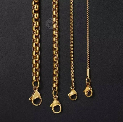 Box Chain Necklace Stainless Steel Round Box Necklace for Men, 3mm/5mm/7mm/9mm/11mm Mens Gift, Husband, Stainless Steel Necklace JettsJewelers