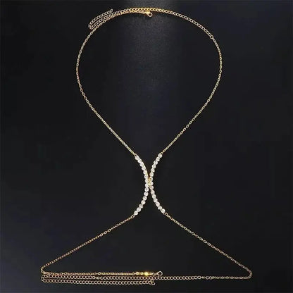 Bra Body Crystal Chain Sexy Bikini Silver Gold Beauty Rhinestone Bracket Bras Chain Nightclub and Partying Body Jewelry for Women JettsJewelers