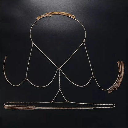 Bra Body Harness Chain for Women Bohemian Tassels Shoulder Chain Necklace Jewelry for Party Wedding Summer Beach JettsJewelers