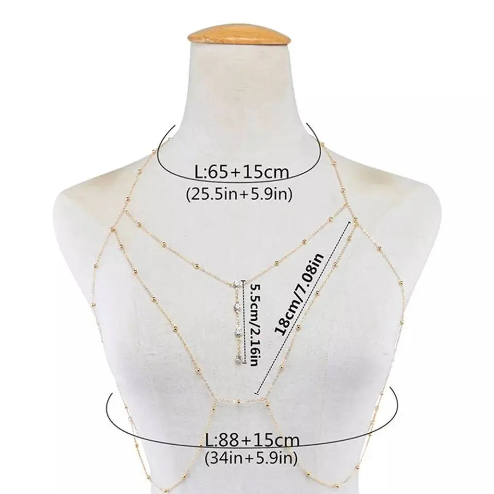 Bra Body Harness Chain for Women Bohemian Tassels Shoulder Chain Necklace Jewelry for Party Wedding Summer Beach JettsJewelers