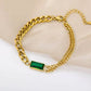 Bracelets for Women Gold Layered Bracelets for Women Girls |14K Gold Plated Delicacy Chain Square Emerald Crystal Adjustable Bracelet - JettsJewelers