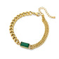 Bracelets for Women Gold Layered Bracelets for Women Girls |14K Gold Plated Delicacy Chain Square Emerald Crystal Adjustable Bracelet - JettsJewelers