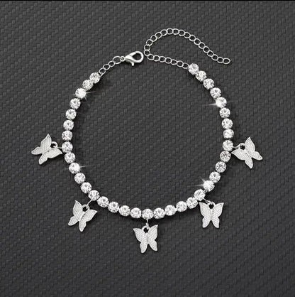 Butterfly Ankle Bracelets for Women, 14K Gold Adjustable Tennis Anklet Alloy Foot Chain Jewelry Girls - JettsJewelers