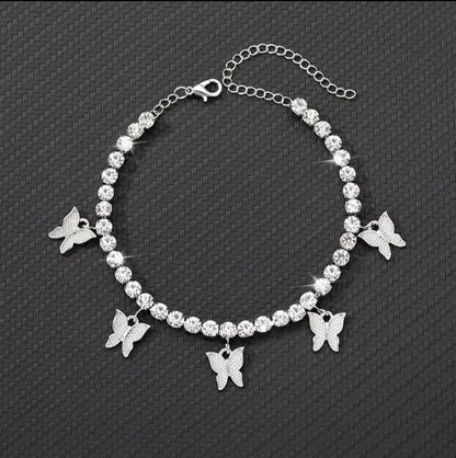 Butterfly Ankle Bracelets for Women, 14K Gold Adjustable Tennis Anklet Alloy Foot Chain Jewelry Girls JettsJewelers