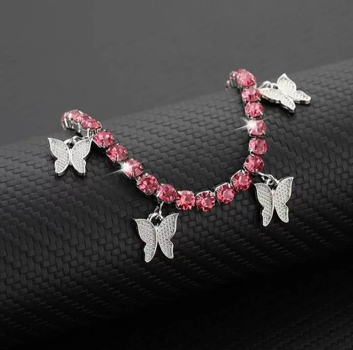 Butterfly Ankle Bracelets for Women, 14K Gold Adjustable Tennis Anklet Alloy Foot Chain Jewelry Girls JettsJewelers