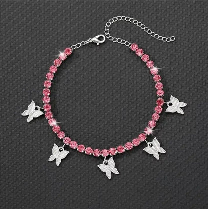 Butterfly Ankle Bracelets for Women, 14K Gold Adjustable Tennis Anklet Alloy Foot Chain Jewelry Girls JettsJewelers