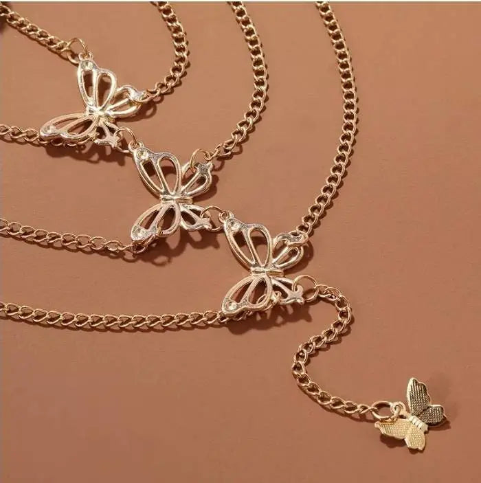 Butterfly Charm Chain Leg Chain Gold and Silver for Women Thigh Chain For Girls Gold Pendant Boho Body Chain for Beach Summer Holiday JettsJewelers