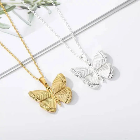 Butterfly Pendant Necklace,Women 14k Gold Plated Handmade Dainty Butterfly Necklace - JettsJewelers