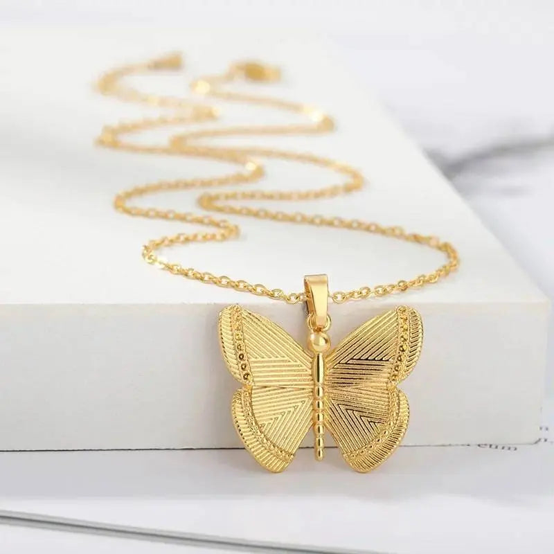 Butterfly Pendant Necklace,Women 14k Gold Plated Handmade Dainty Butterfly Necklace - JettsJewelers