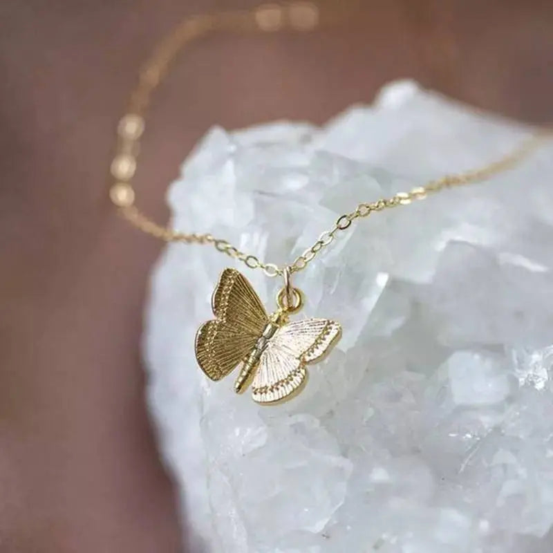 Butterfly Pendant Necklace,Women 14k Gold Plated Handmade Dainty Butterfly Necklace - JettsJewelers
