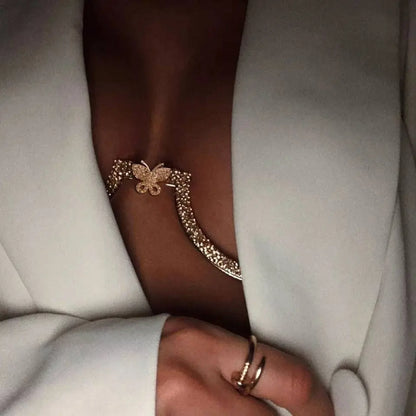 Butterfly Rhinestone Bra Body Chain Sexy Bikini Silver Beauty Crystal Chest Bracket Bras Chain Nightclub and Partying Body Jewelry for Women - JettsJewelers