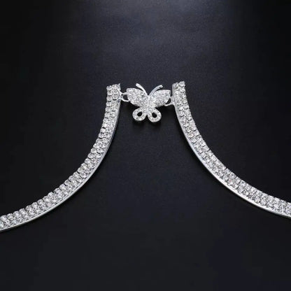 Butterfly Rhinestone Bra Body Chain Sexy Bikini Silver Beauty Crystal Chest Bracket Bras Chain Nightclub and Partying Body Jewelry for Women - JettsJewelers