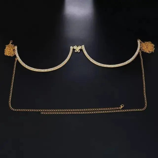 1pc Sexy Rhinestone Bra Chain Jewelry For Women, Nightclub Or Bikini  Accessory