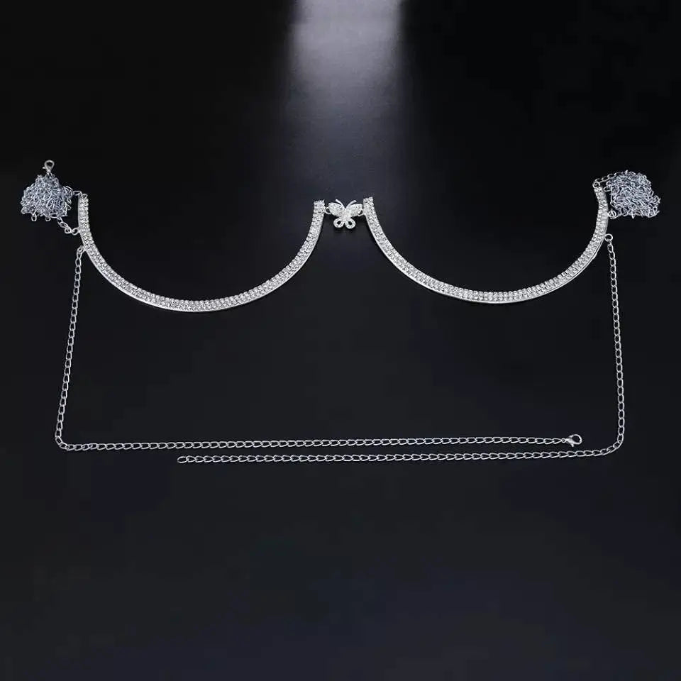 Formery Fashion Rhinestone Bra Chain Crystal Butterfly Chest Chain Bling  Sequins Bikini Body Chain Beach Rave Nightclub Accessories Jewelry for  Women and Girls (Sliver) : : Clothing, Shoes & Accessories