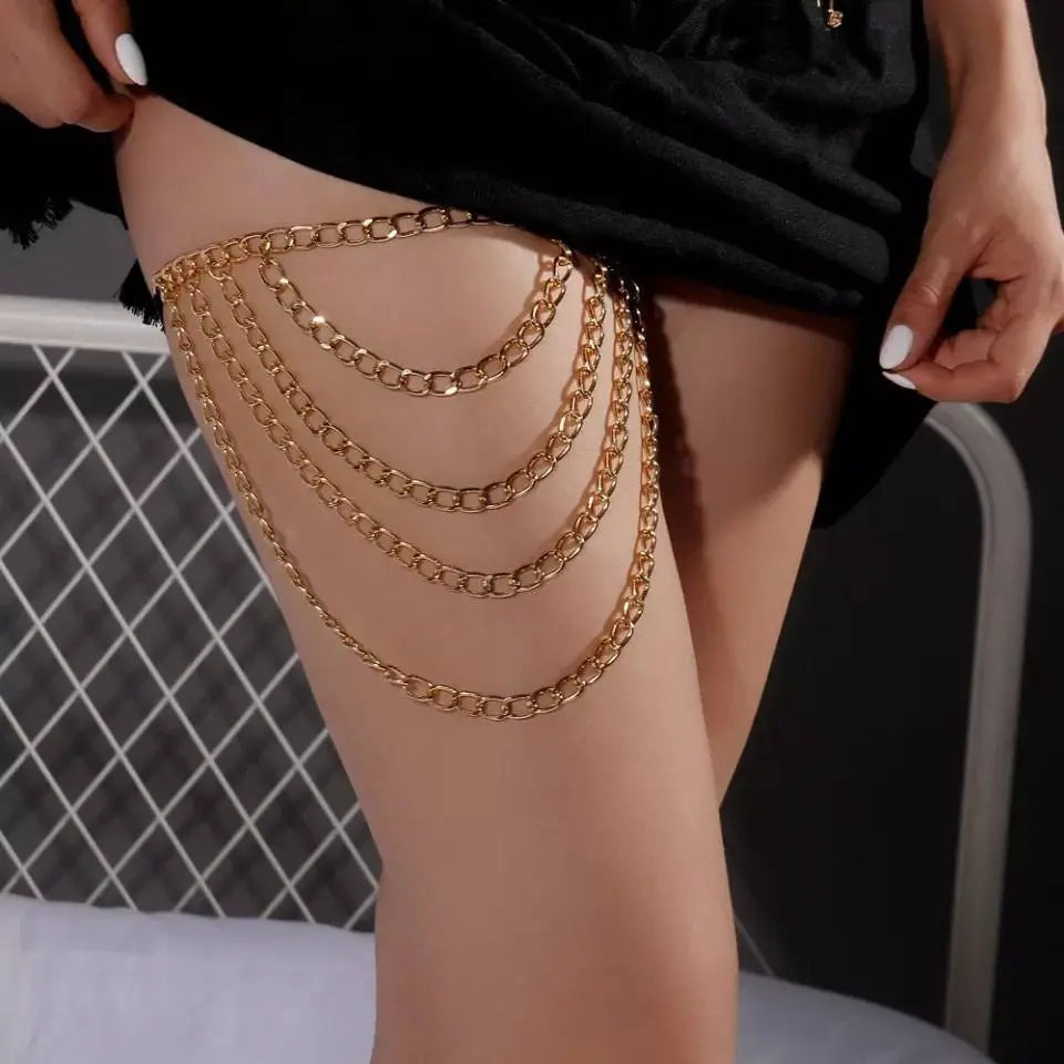 Chain Stainless Steel  Silver Chain Thigh Gold Leg Chain Leg Jewelry for Women Nightclub Gold - JettsJewelers