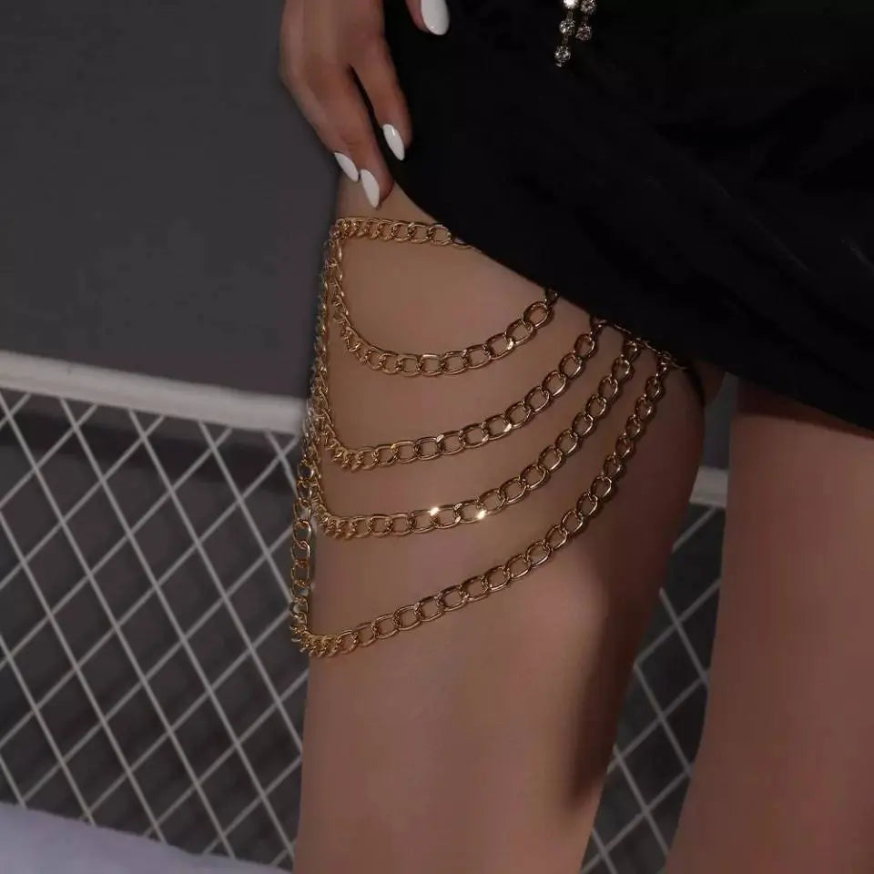Chain Stainless Steel  Silver Chain Thigh Gold Leg Chain Leg Jewelry for Women Nightclub Gold - JettsJewelers