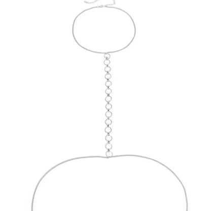 Circles Metal Body Harness Chain for Women Bohemian Tassels Shoulder Chain Necklace Jewelry for Party Wedding Summer Beach JettsJewelers
