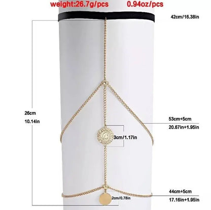 Coin Gold Chain Leg Chain Gold for Women Thigh Chain For Girls Gold Pendant Boho Body Chain for Beach Summer Holiday JettsJewelers