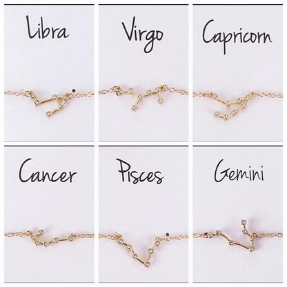 Constellation ANKLET, Cubic Circonia Diamonds, 18k gold plated, CZ, Zodiac Ankle Bracelet Chain JettsJewelers