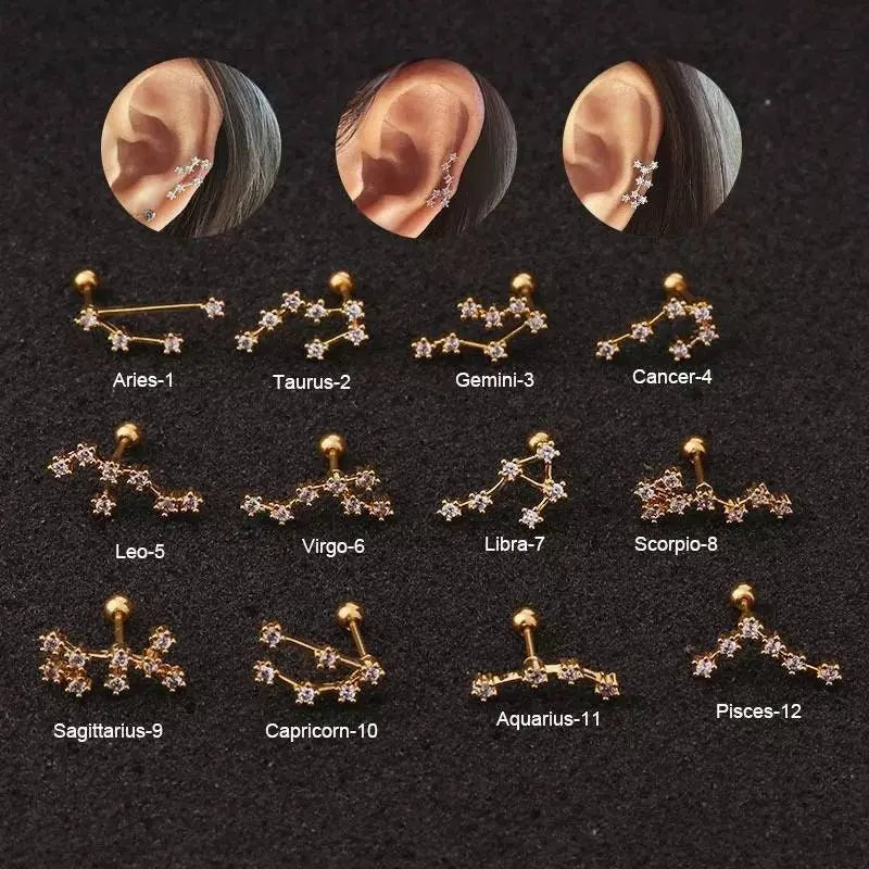 Constellation Earrings, Cubic Circonia Diamonds, 14k gold filled, CZ, Celestial Zodiac Earrings - JettsJewelers