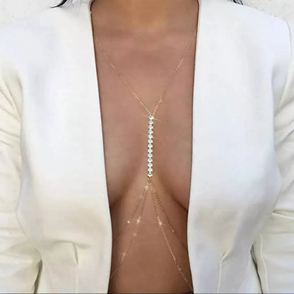Crystal Body Chain Bikini Body Chains Nightclub Chest Chain Fashion Body Jewelry for Women and Girls Rhinestone - JettsJewelers