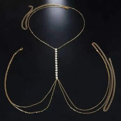 Crystal Body Chain Bikini Body Chains Nightclub Chest Chain Fashion Body Jewelry for Women and Girls Rhinestone - JettsJewelers