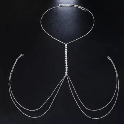 Crystal Body Chain Bikini Body Chains Nightclub Chest Chain Fashion Body Jewelry for Women and Girls Rhinestone - JettsJewelers