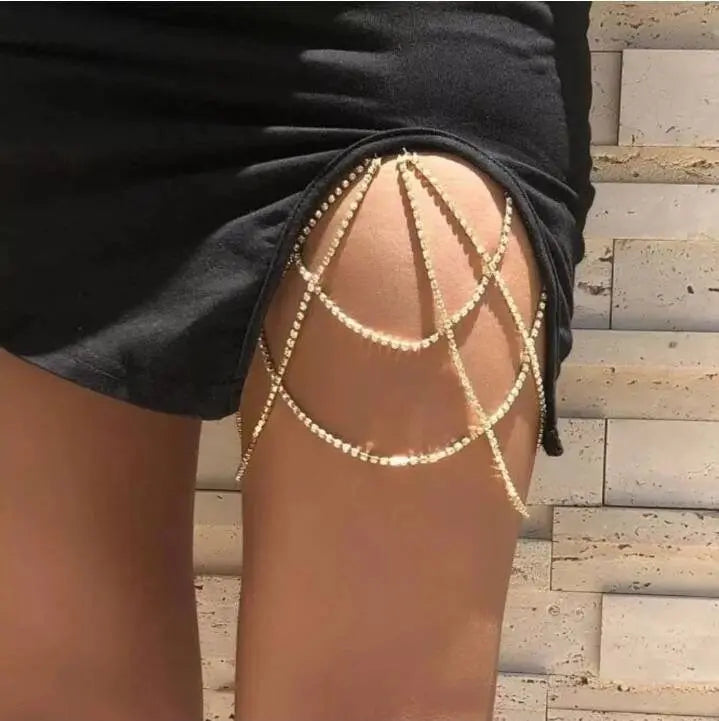 Crystal Leg Chain Bikini Body Chains Nightclub Chest Chain Fashion Body Jewelry for Women and Girls Rhinestone JettsJewelers