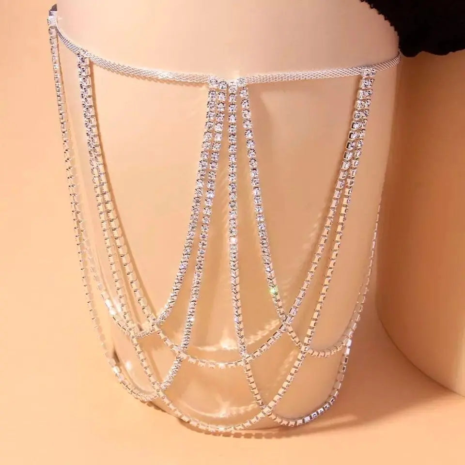 Crystal Leg Chain Bikini Body Chains Nightclub Chest Chain Fashion Body Jewelry for Women and Girls Rhinestone JettsJewelers