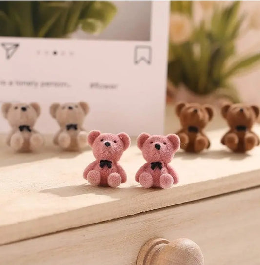 Cute Flocking Bow Bear Stud Earrings Fashion Jewelry Animal Stud Earrings Dainty Earring for Women Girls - JettsJewelers