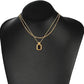 Dainty Layered Necklaces for Women Men, Gold Tone Stainless Steel Figaro Chain Choker, Geometric Square Pendant Collar - JettsJewelers