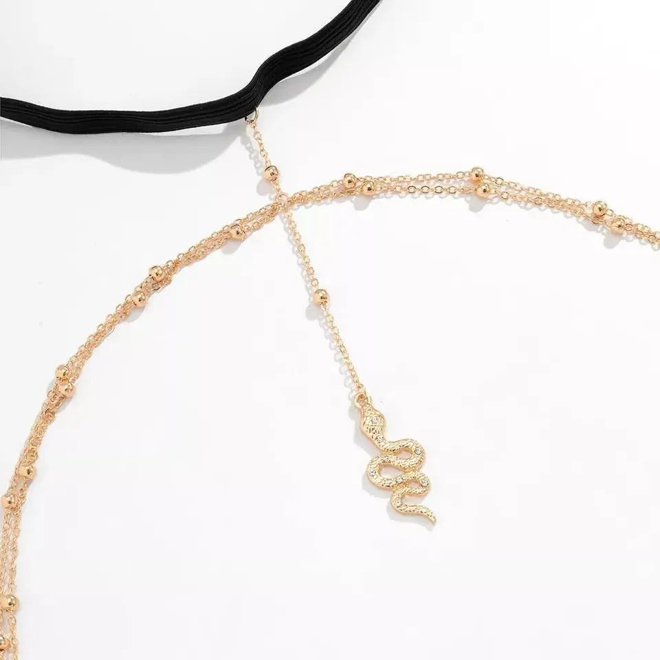 Double Chain Snake Leg Chain Gold and Silver for Women Thigh Chain For Girls Gold Snake Pendant Boho Body Chain for Beach Summer Holiday JettsJewelers