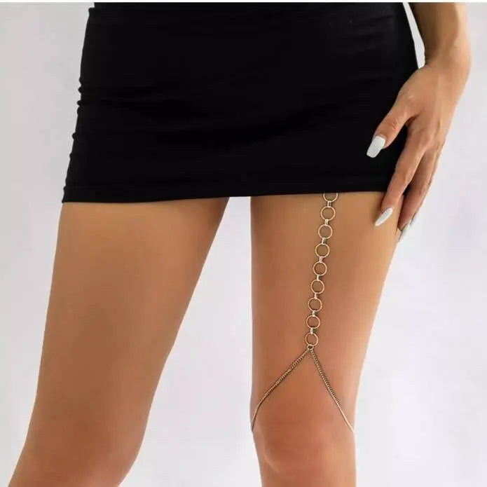 Elastic Band Chain Leg Chain Gold and Silver for Women Thigh Chain For Girls Gold Pendant Boho Body Chain for Beach Summer Holiday JettsJewelers
