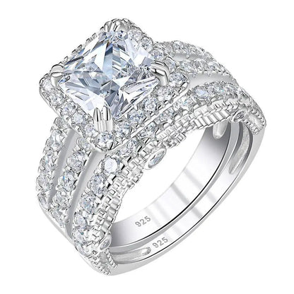 Engagement 4ct Ring for Women Sterling Silver Cubic Zirconia Wedding Band Bridal Set - JettsJewelers
