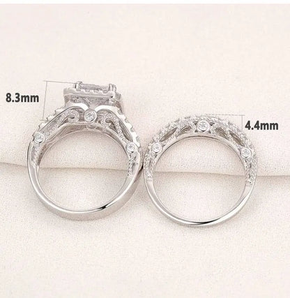 Engagement 4ct Ring for Women Sterling Silver Cubic Zirconia Wedding Band Bridal Set - JettsJewelers